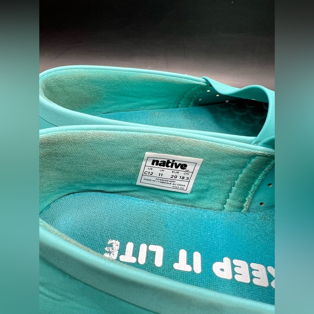 Native - Kids Aqua Blue Venice Boat Water Shoes, Size:C12 - Picture 4 of 8
